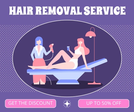 Offer Discount for Laser Hair Removal on Purple Facebook Design Template