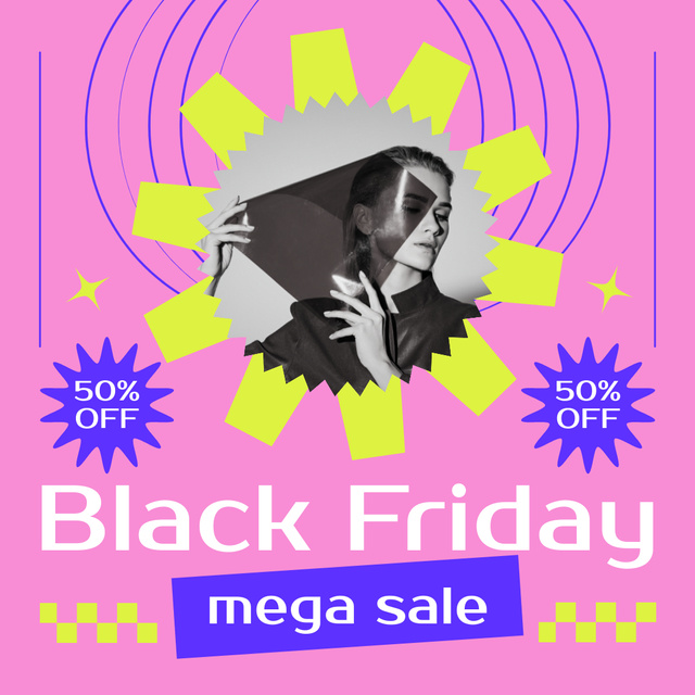 Black Friday Mega Sales Event and Discounts Instagram ADデザインテンプレート