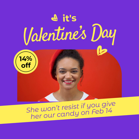 Valentine`s Day Candy Sale Offer Animated Post Design Template