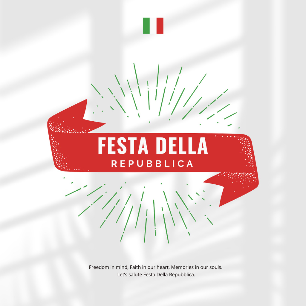 Republic of Italy Day Greeting Instagram Design Template