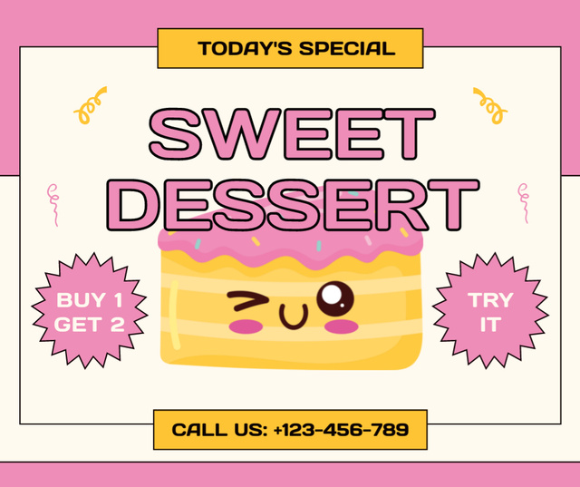Sweet Baked Desserts on Pink Facebook Design Template