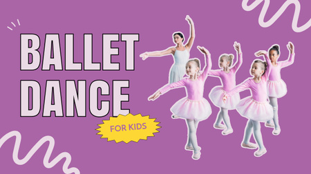 Designvorlage Balletttanz für Kinder mit tanzenden Mädchen und Lehrern für Youtube Thumbnail
