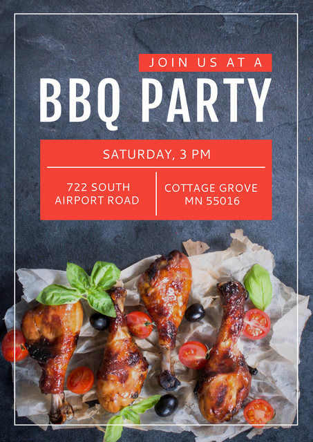 BBQ party Announcement Poster Design Template