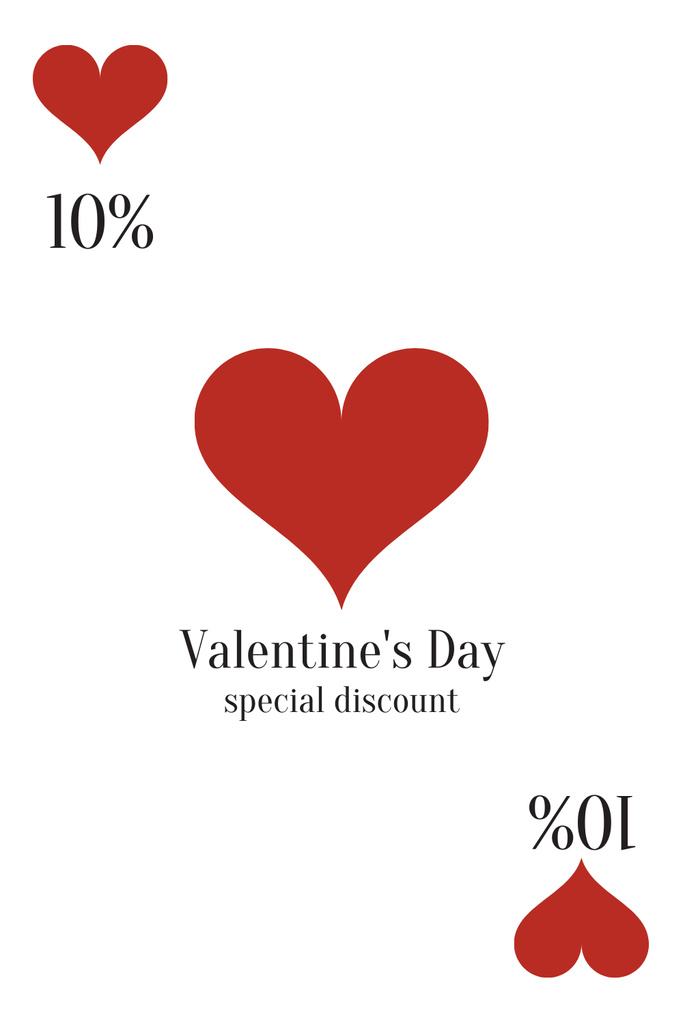 Valentine's Day Discount Offer with Red Heart Pinterest Design Template