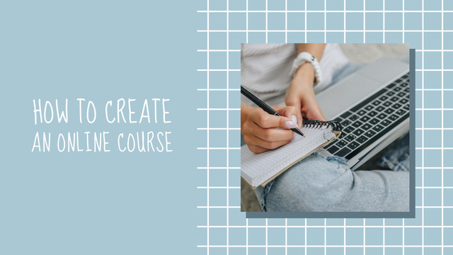 How to Create an Online Course With Notes And Laptop Youtube Thumbnail Modelo de Design