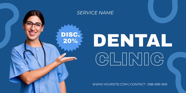 Dental Clinic Services Ad with Discount Twitter Design Template