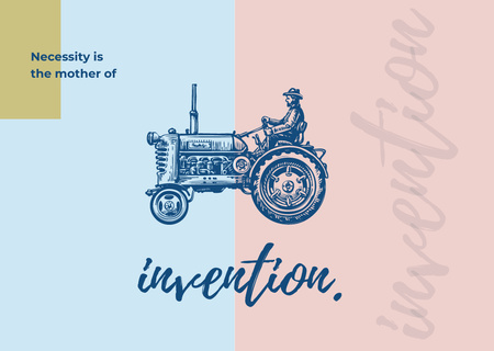Farmer lovaglás traktor illusztráció Postcard tervezősablon