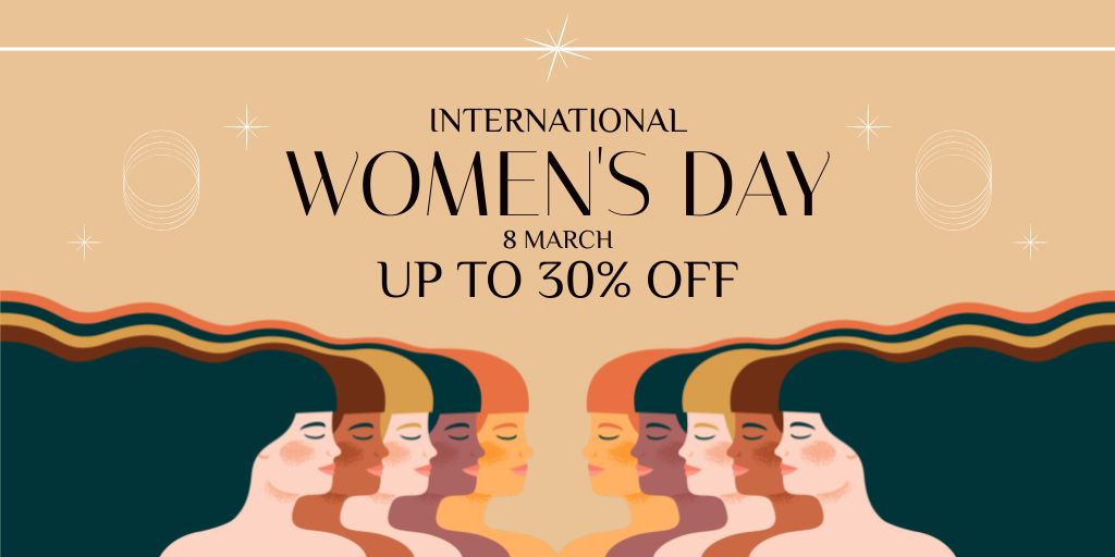 Ontwerpsjabloon van Twitter van Women's Day Celebration with Offer of Discount