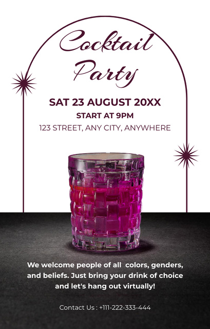 Cocktails and Drinks Party Invitation 4.6x7.2in Tasarım Şablonu