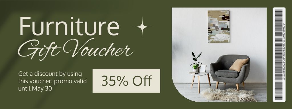 Gift Card to Furniture Store with Armchair Coupon Modelo de Design