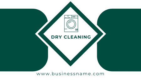 Dry Cleaning Company Emblem with Washing Machine Business Card US Design Template
