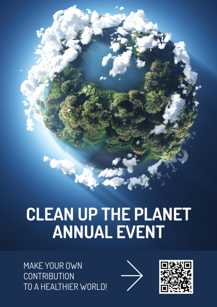 Ecological Event Announcement with Illustration of Planet Flyer A4 Design Template