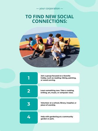 Tips How to Find New Social Connections Poster 36x48in Design Template