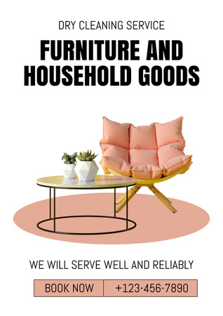 Dry Cleaning Services of Furniture and Household Goods Poster Design Template