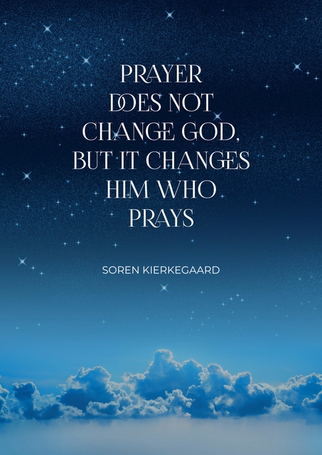 Designvorlage Quote about Prayer on Background on Evening Sky für Poster