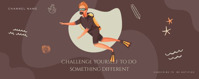 Challenge Yourself in diving Twitch Profile Banner Design Template