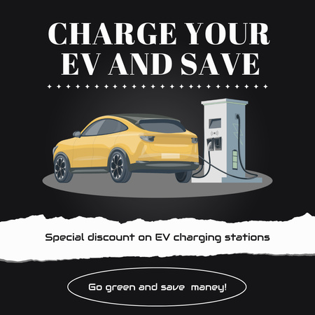 Fast and Reliable EV Charging Station Service Instagram AD Design Template