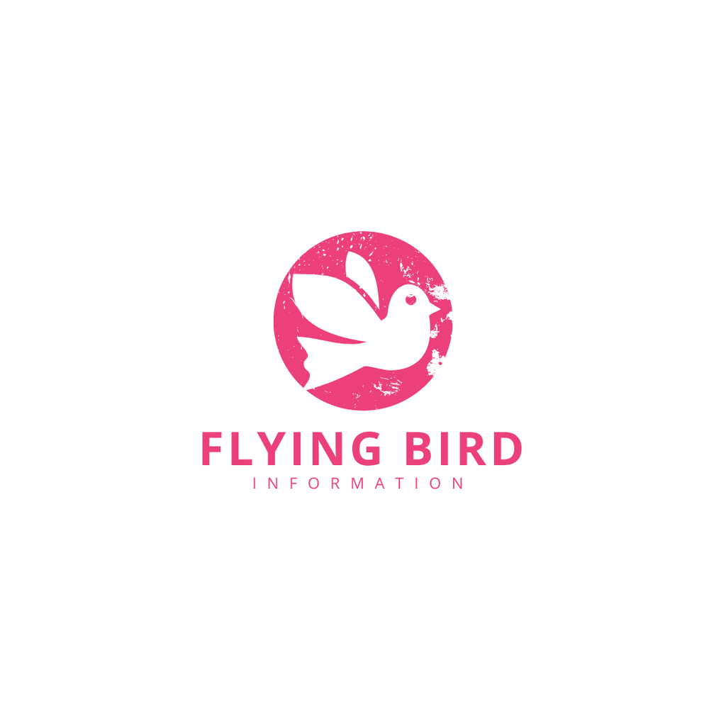 Emblem with Flying Bird in Pink Logo 1080x1080pxデザインテンプレート