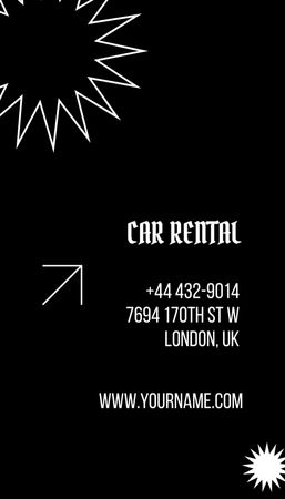 Car Rental Offer with Black Car Business Card US Vertical Design Template