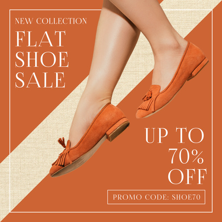 Flat Shoe Sale Ad with Discount Instagram AD Design Template