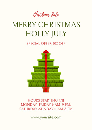  July Christmas Sale Special Offer Flyer A4 Design Template