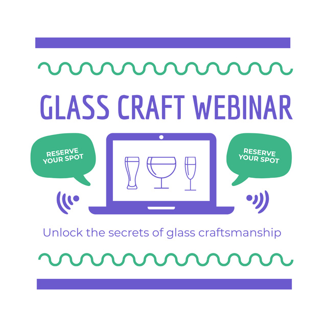 Glass Craft Webinar Ad with Glasses on Laptop Screen Instagram AD Design Template