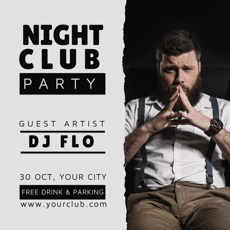 Template di design Night Club Party Announcement with Handsome Man Instagram AD