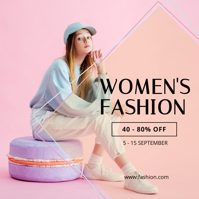 Female Fashion Collection Sale with Cute Woman Instagram tervezősablon