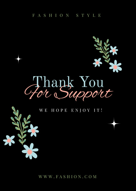 Thank You for Support Black Postcard A6 Vertical Design Template
