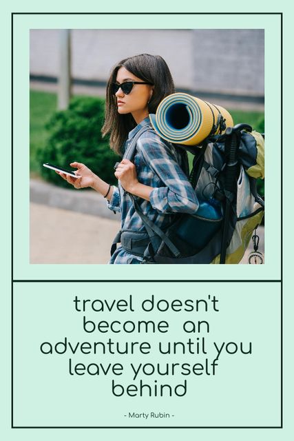 Inspirational Quote with Travel Girl Tumblr Modelo de Design