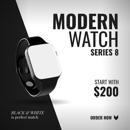 Price Offer Smart Watch New Series Black Strap Instagram Design Template