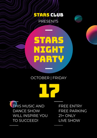 Plantilla de diseño de Night Club Ad with Glowing Spheres Flyer A7 