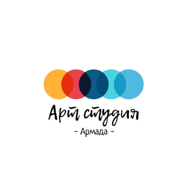 Art Studio Ad with Colorful Circles Animated Logo tervezősablon
