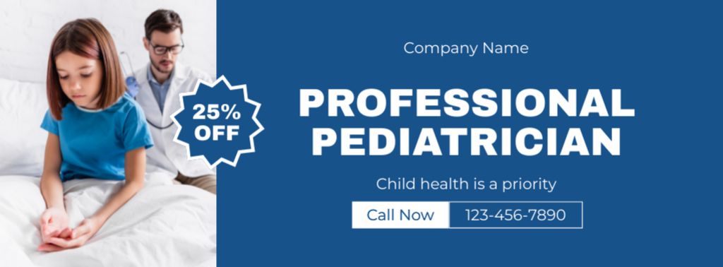 Plantilla de diseño de Discount Offer on Professional Pediatrician Services Facebook cover 