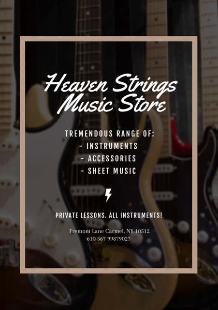 Guitars in Music Store Flyer A7 Design Template