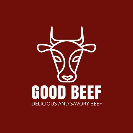 Beef Retail or Steak House Emblem on Maroon Logo 1080x1080px Design Template