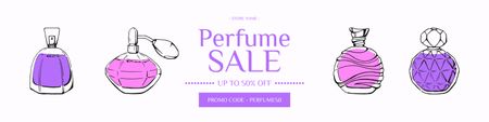 Perfume Sale with Illustration of Bottles Twitter Design Template