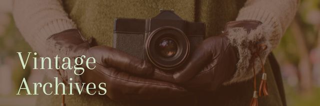 Ontwerpsjabloon van Email header van Vintage archives with Old Fashioned Camera