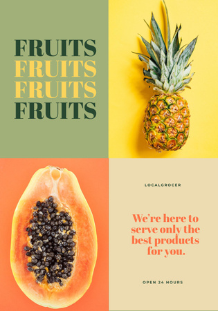 Local Grocery Shop Ad with Sweet Fruits Poster 28x40in Design Template