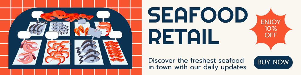 Seafood Retail Offer with Discount Twitter Design Template