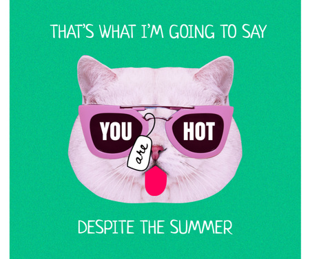 Funny Cute Cat in Sunglasses showing Tongue Facebook Design Template