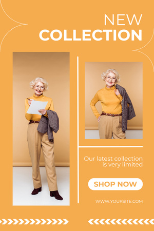 Реклама нової модної колекції для літніх жінок у колажі Pinterest – шаблон для дизайну