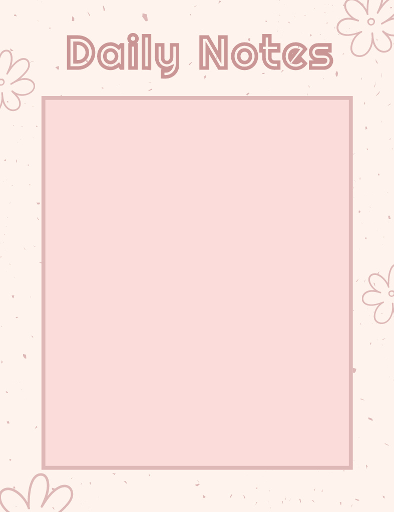 Pink Daily Planner with Flowers Illustration Notepad 107x139mm Design Template