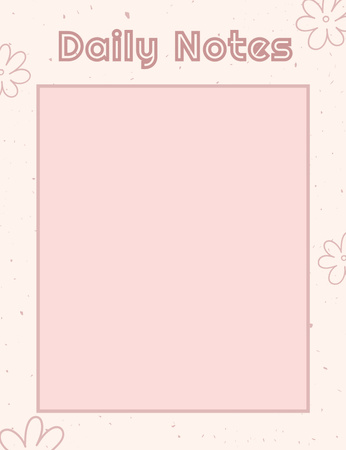 Pink Daily Planner with Flowers Illustration Notepad 107x139mm tervezősablon