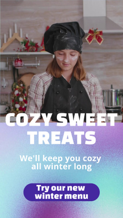 Ontwerpsjabloon van Instagram Video Story van Winter Sweet Treats Ad