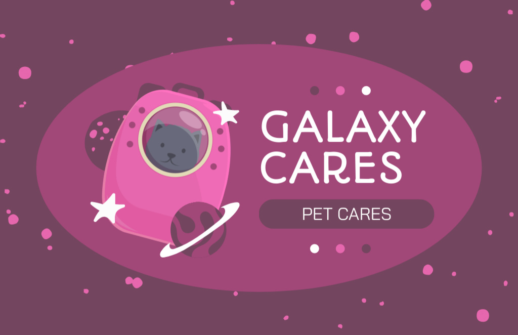 Cat Care Center Ad on Purple Business Card 85x55mm – шаблон для дизайна