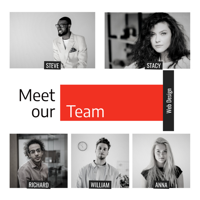 Collage with Photos of Company Team Members Instagram Design Template