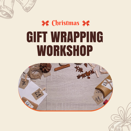 Announcement of Festive Christmas Gift Wrapping Workshop Animated Post Design Template