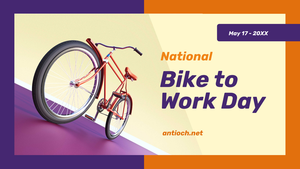 Bike to Work Day Greeting Modern City Bicycle FB event cover Design Template