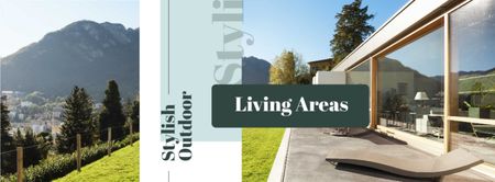 Template di design offerta immobiliare con casa in montagna Facebook cover